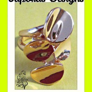 Gold Tone Flower Design Ring Size 6.5 For Girls/Teens